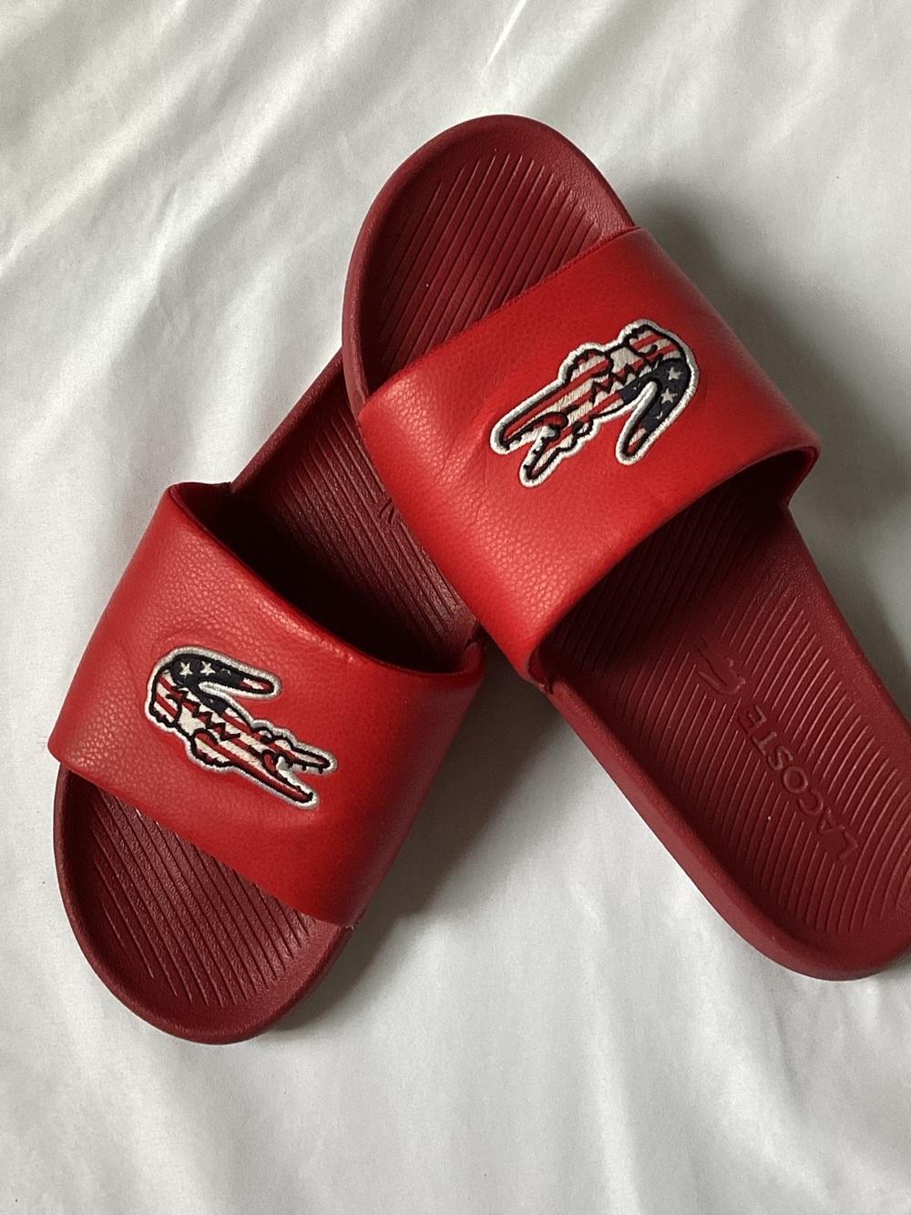 Lacoste Men’s Croco 319 3 U CMA Red Slides Sandals Size 11